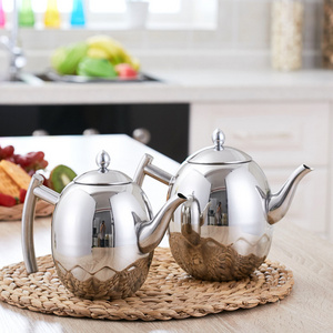 Stainless Steel Household Tea Kettle Olive  Fashion Boiling Water Craft Pot Silver Gold Titanium 1/1.5L with Tea Strainer