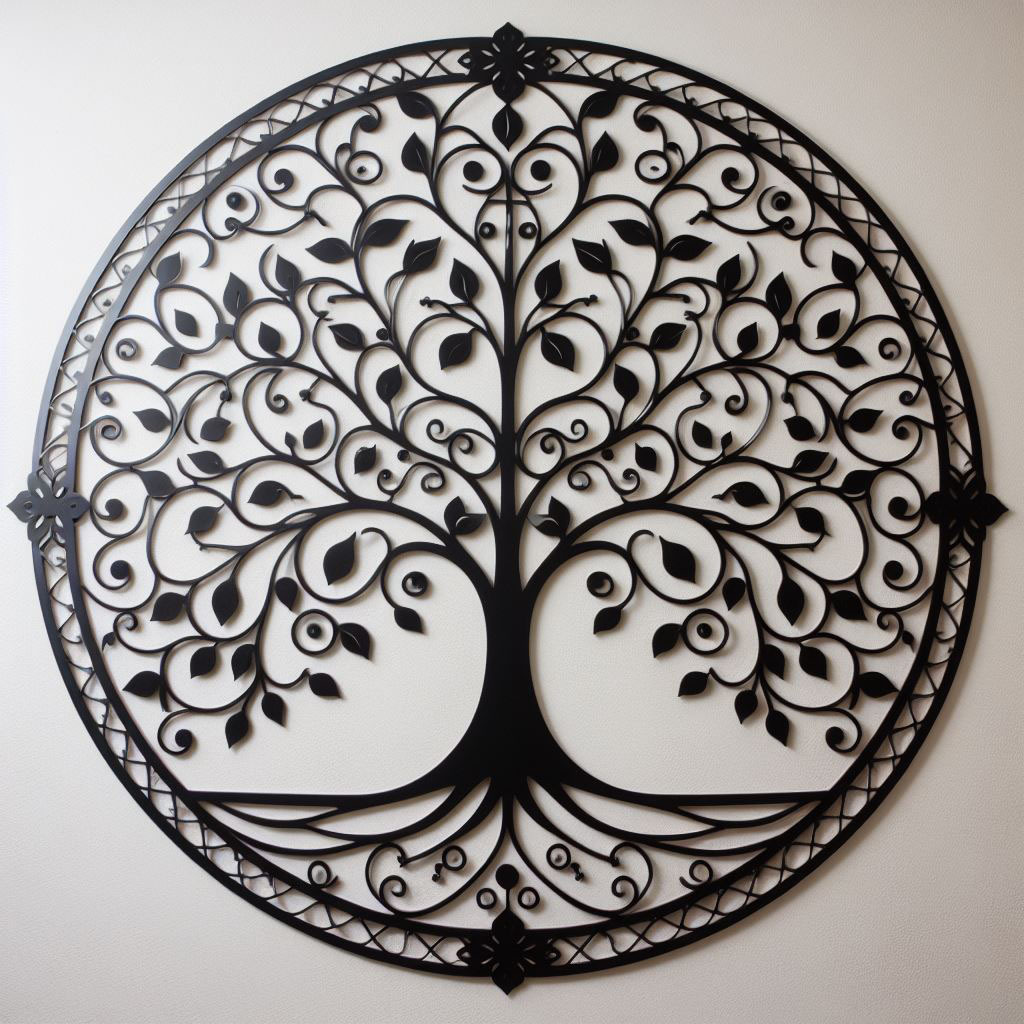 Tree of Life Black Wall Art Metal Decor Tree Of Life Wall Hanging Home Decoration Iron Round Wall Decorations Customized Color