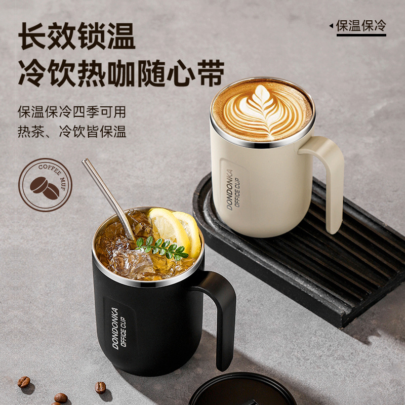 Stainless Steel 304 Insulated Mug Cup with straw Office Worker's Breakfast and Coffee Milk Tea Cup Water Portable Cup with lid