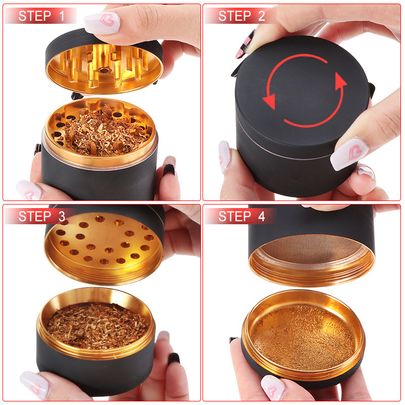 63mm Wholesale Metal aluminum alloy Tobacco Custom Grinder 4 Layers Premium Custom Dry Herb Grinder For Smoking Accessories