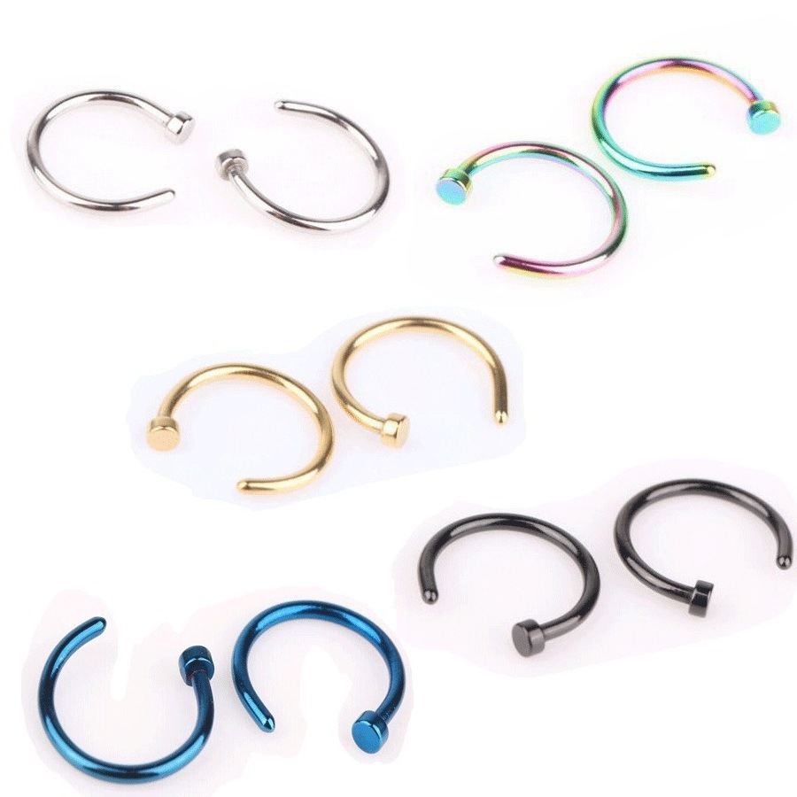 GC220445  Factory Price RTS 20G/18G Nose Hoop Ring Septum Ear Cartilage Tragus Helix Piercing Jewelry Stainless Steel Nose