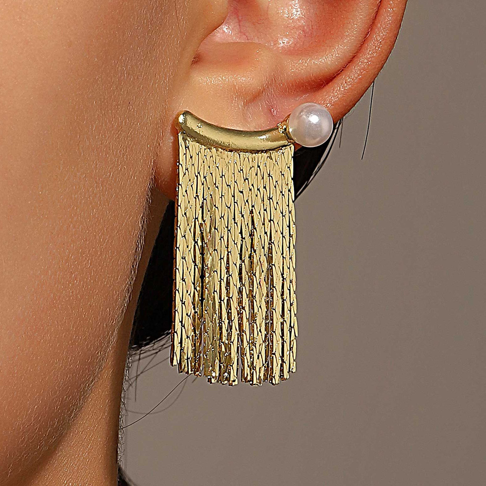 Europe and America style zircon 925 silver tassel earring for women wholesale boho tassel earring jewelry for women metal tassel