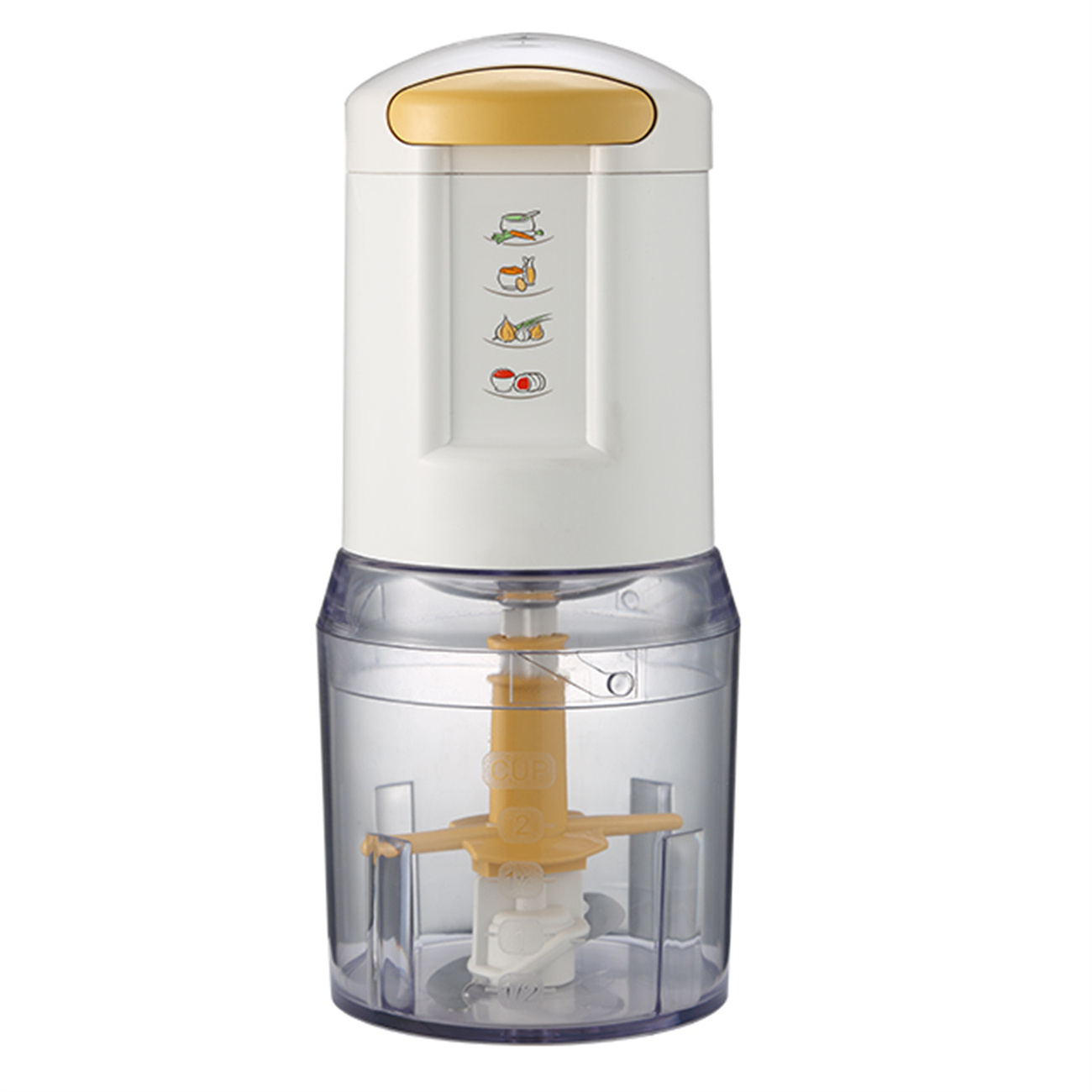 1.5L Electric Meat Chopper Vegetable Food Processor With Glass Bowl Stainless Steel Blade