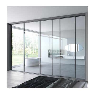 Large French Aluminum Sliding Door Glass Contemporary Interior Partition Aluminium Manual Narrow Slim Triple Glass Sliding Doors