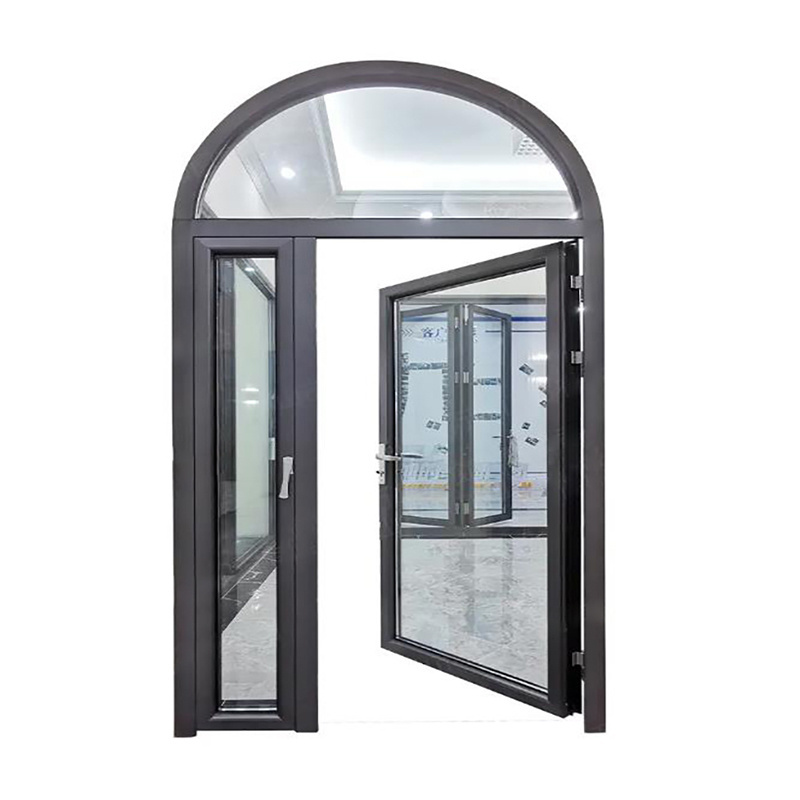 Entrance aluminium alloy single swing open tempered tinted glass casement door