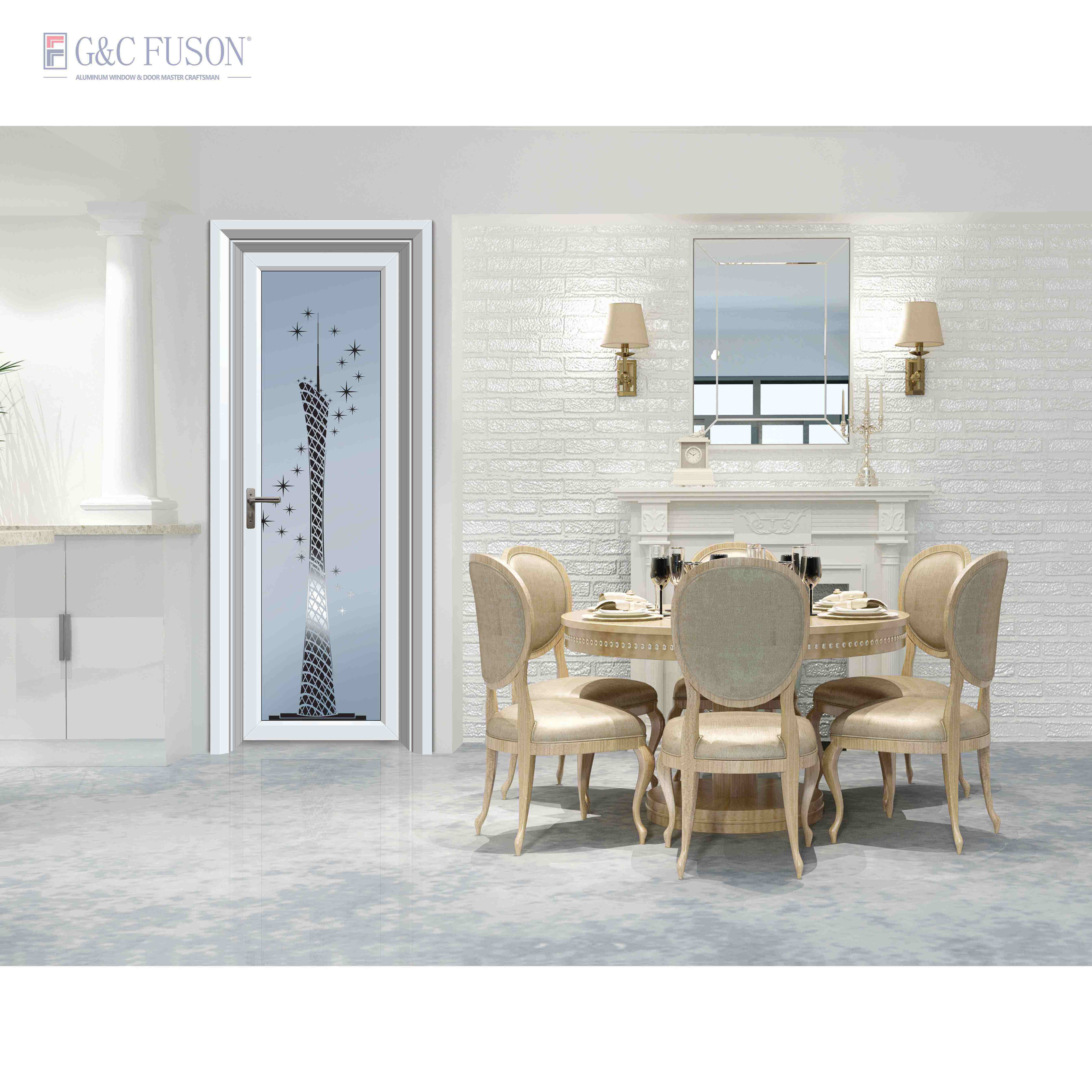 Popular Aluminium Double Glass Slimline Swing Kitchen Casement Door Interior Bedroom Toilet Flush Door