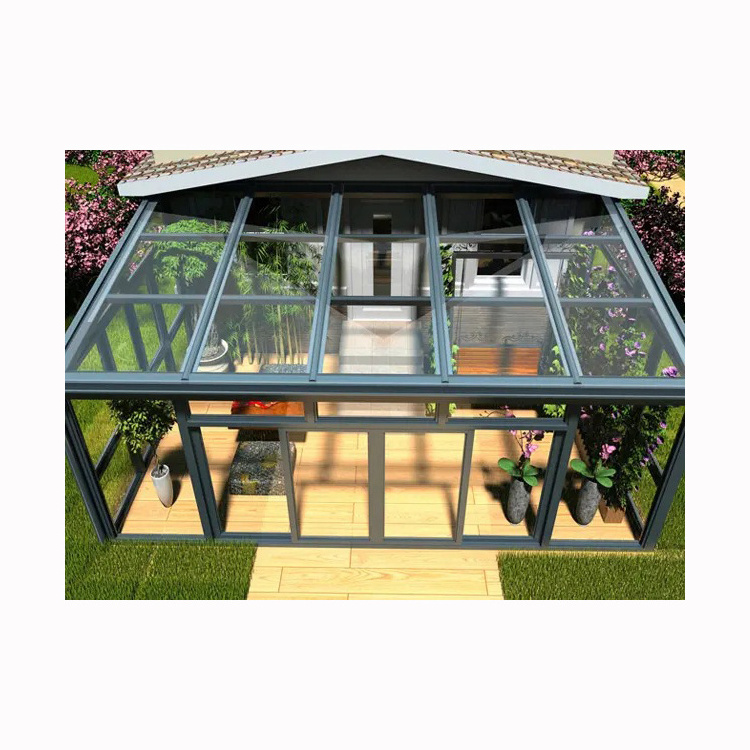 Prefabricated sunroom glass house aluminium solarium roof lean to garden sunroom