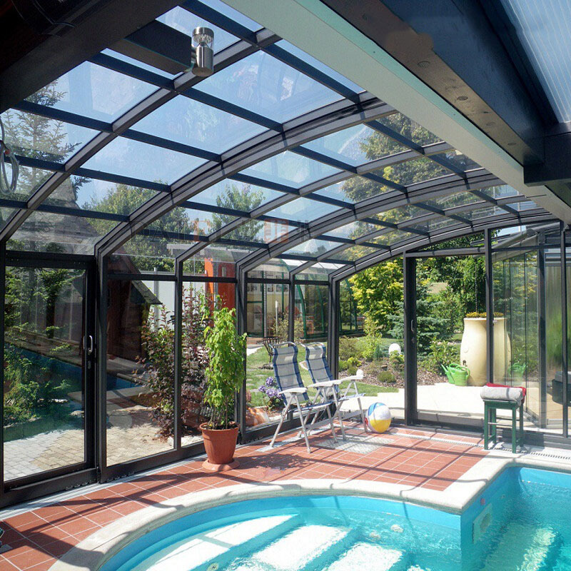 China market insulated curved glass sunrooms enclosure pool for conservatory garden sunroom