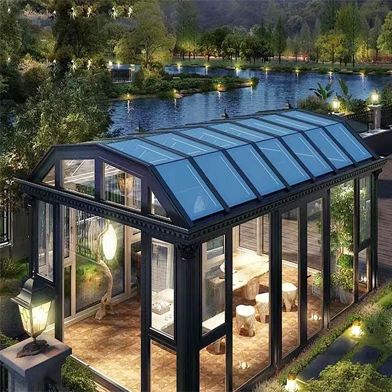 Portable polygon house sun room outdoor glass houses roof insulation lowes sunroom