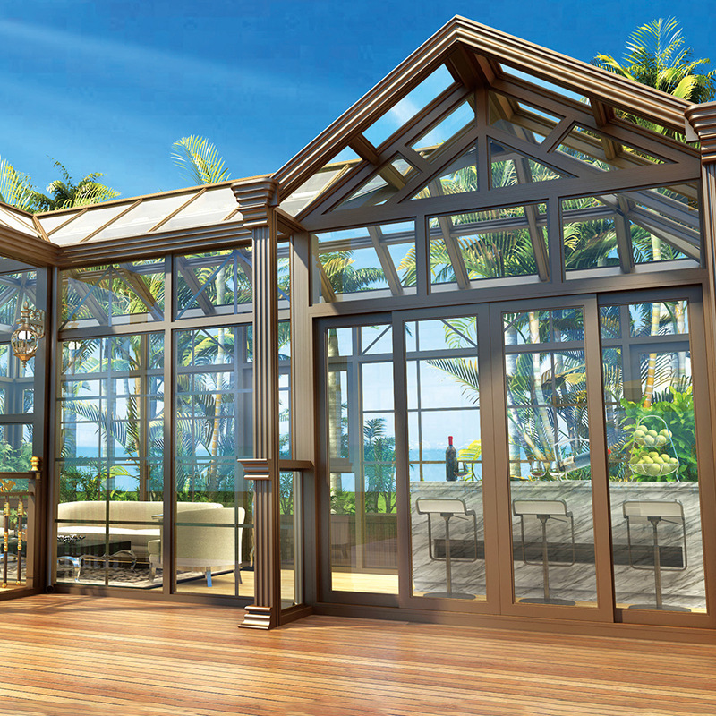 China market insulated curved glass sunrooms enclosure pool for conservatory garden sunroom