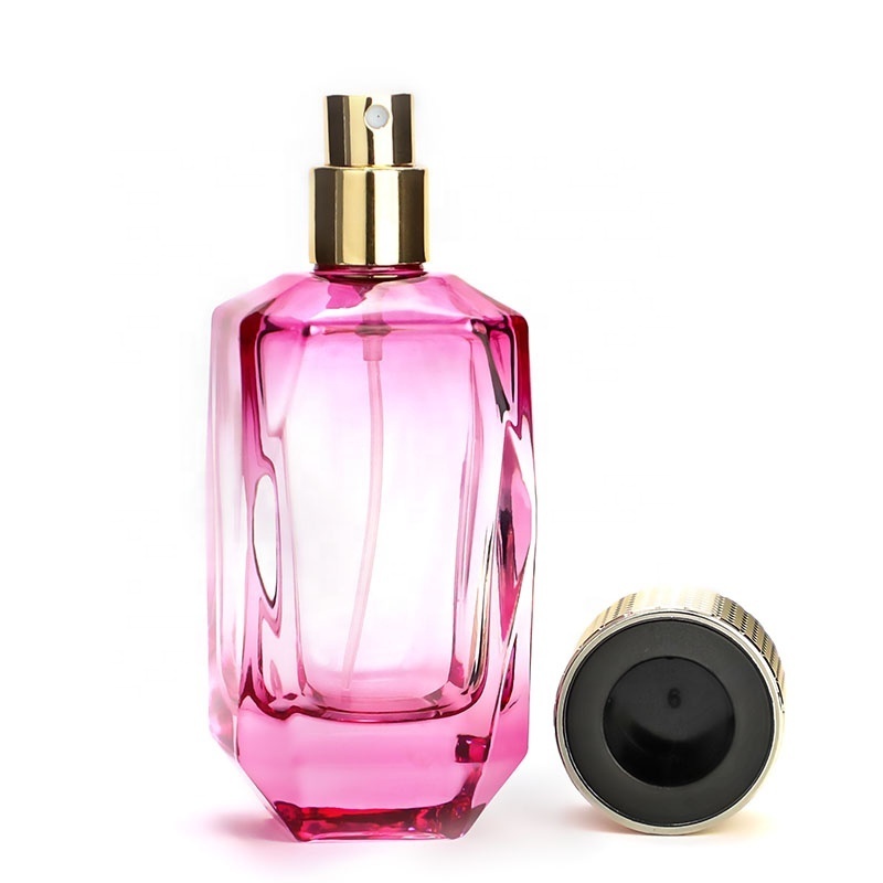 Selling Pink Perfume Glass Bottle 30ml Perfume In Rhombus Shaped Bottles with Spray Nozzle