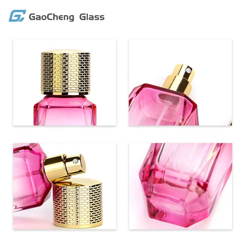 Selling Pink Perfume Glass Bottle 30ml Perfume In Rhombus Shaped Bottles with Spray Nozzle