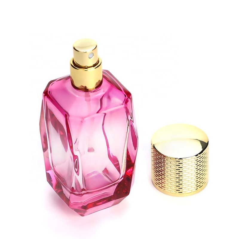 Selling Pink Perfume Glass Bottle 30ml Perfume In Rhombus Shaped Bottles with Spray Nozzle