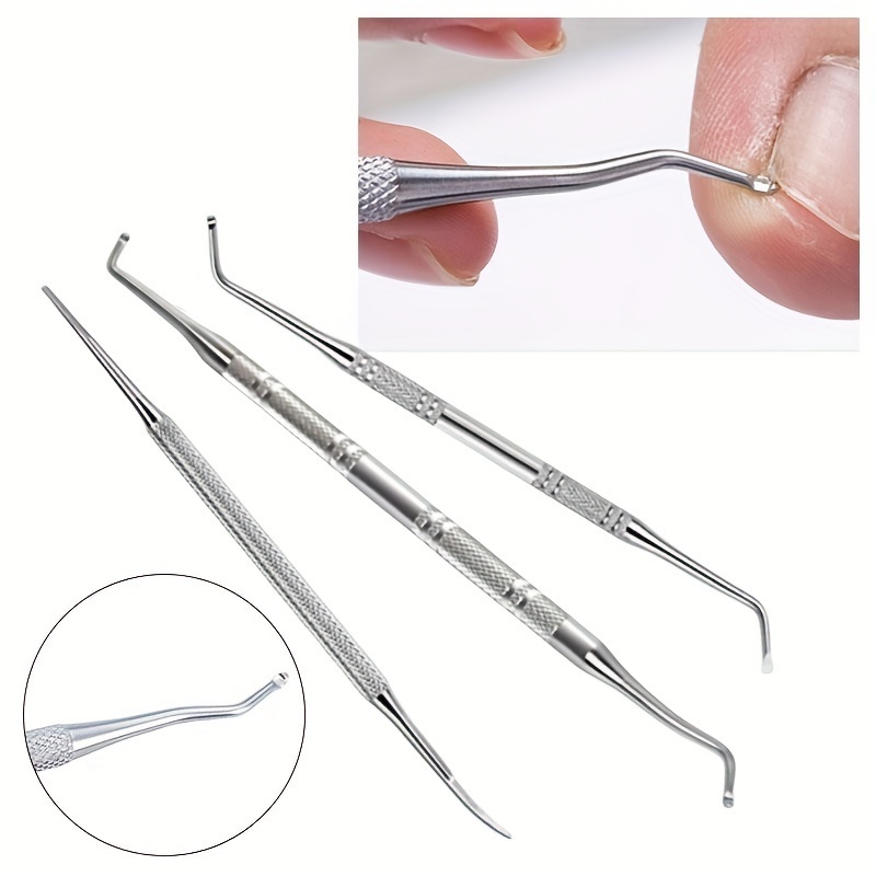 Professional 3pcs Stainless Steel Ingrown Toenail Tool Set Pedicure Tools Set Nail Cleaner Tool For Easing Pain Foot Care Kit