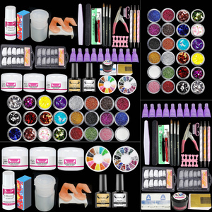 Hot Sale Acrylic Nails Kit Supplies With Glitter Rhinestone Artificial Fingernails Manicure Art Tools Set Kits Nails Beauty Set