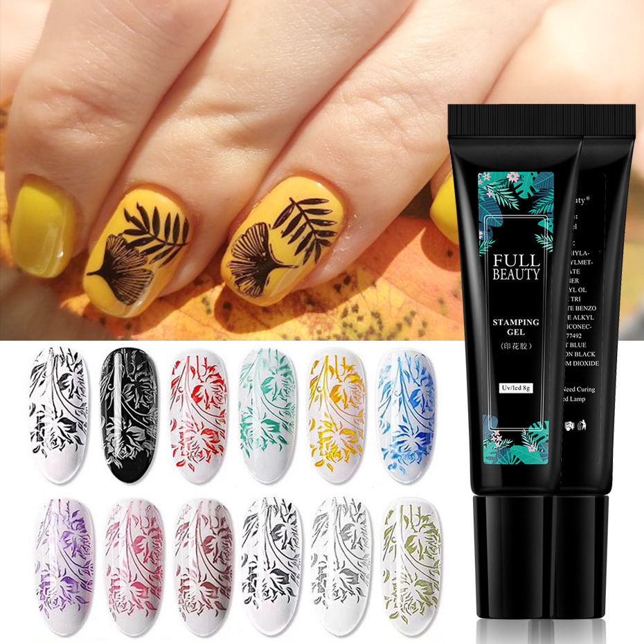 8ml Neon Stamping Gel Set Fluorescent Yellow Green Gel Nail Polish Stamp Nail Art Plates Paint Varnish Manicure Design