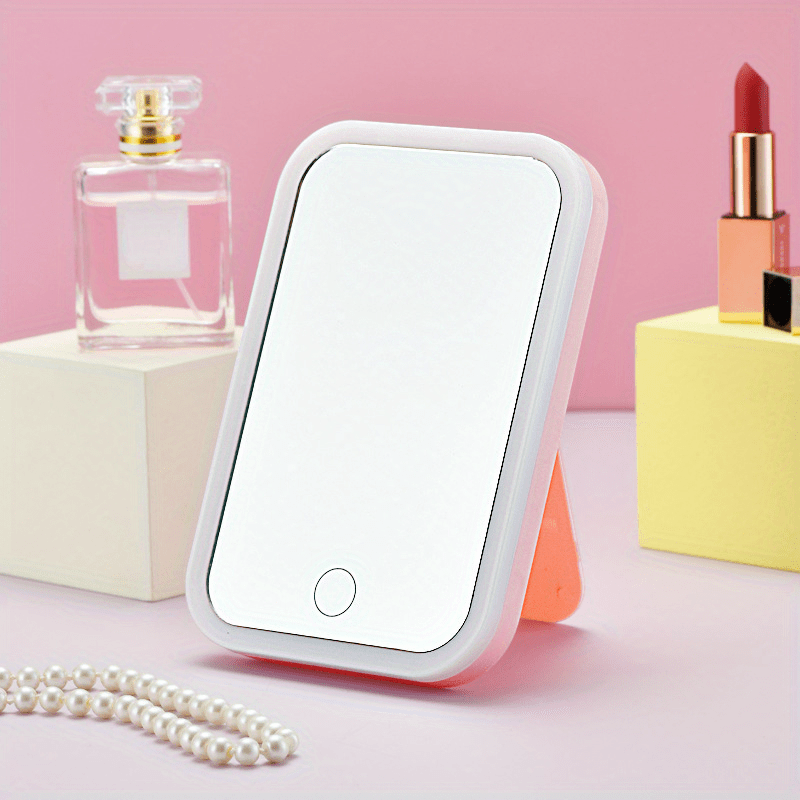 LED Makeup Mirror Touch Screen 3 Light Portable Standing Folding Vanity Mirror 5X Magnifying Compact Cosmetics Mirror