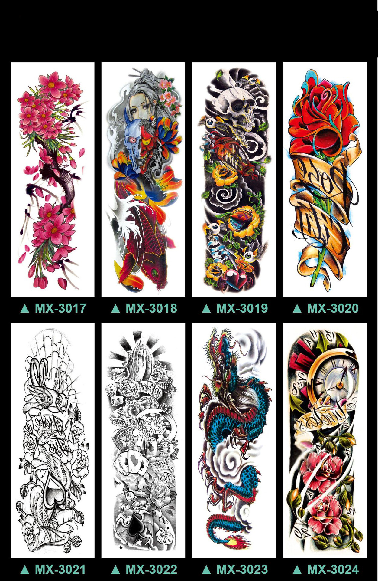 Large Arm Sleeve Tattoo Waterproof Temporary Tattoo Sticker Skull Rose Lotus Women Men Girl Full Flower Body Art Tatoo