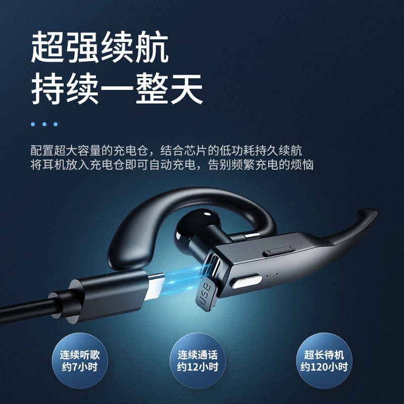 Single ear wireless bluetooth headset noise cancellation hanging ear type ultra-long life car business sports headset