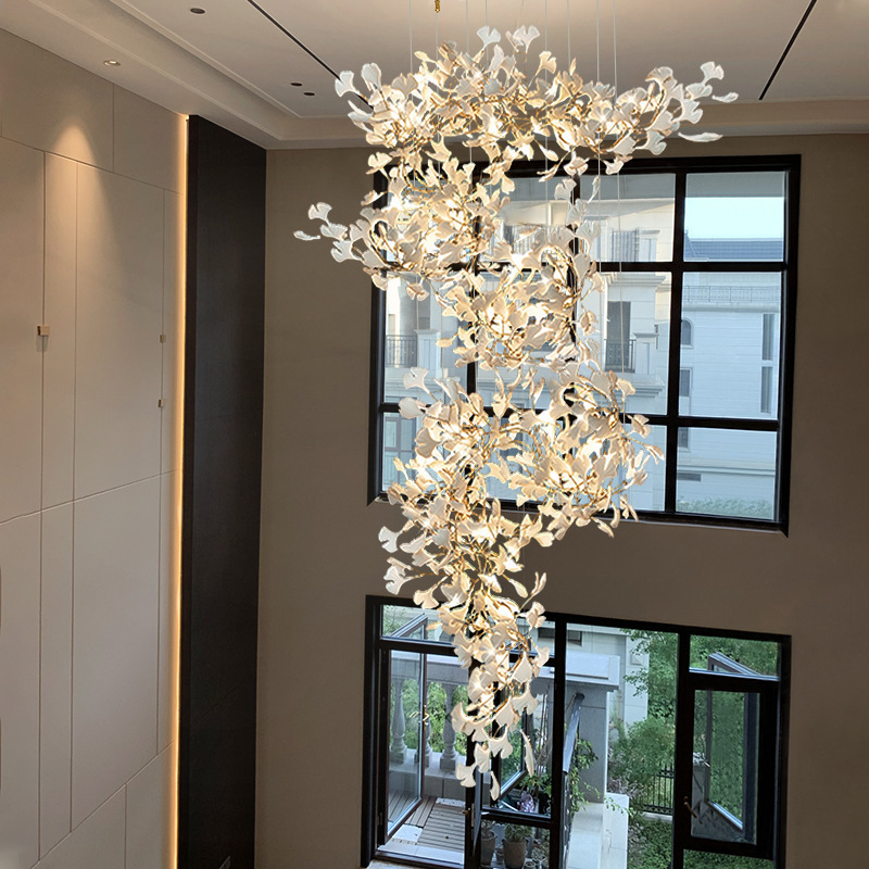 Post-modern Ginkgo Branch Leaves Chandelier Living Room Chandeliers hanging Pendant Banquet hall Lobby Light fixture