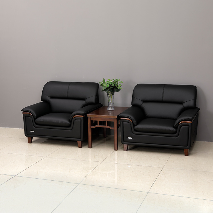 Luxury Leather Sofa Set, Black Couch for Office Reception hotel furniture set office furniture