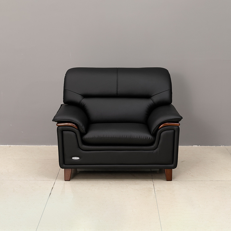 Luxury Leather Sofa Set, Black Couch for Office Reception hotel furniture set office furniture