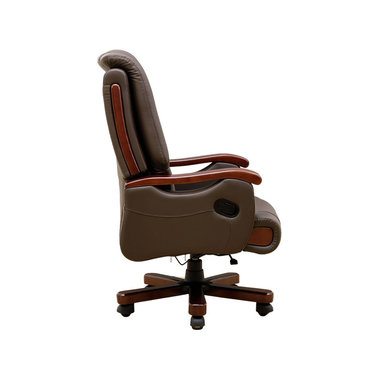 Genuine Real Leather Brown Colour Office Chair Luxury Boss Boos Executive Manager Ergonomic Computer Work Chair Modern