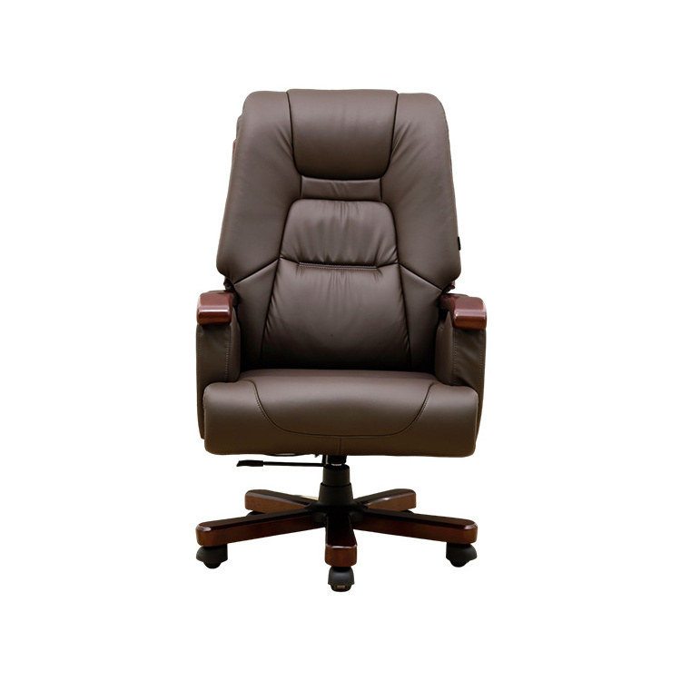 Genuine Real Leather Brown Colour Office Chair Luxury Boss Boos Executive Manager Ergonomic Computer Work Chair Modern