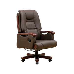 Genuine Real Leather Brown Colour Office Chair Luxury Boss Boos Executive Manager Ergonomic Computer Work Chair Modern