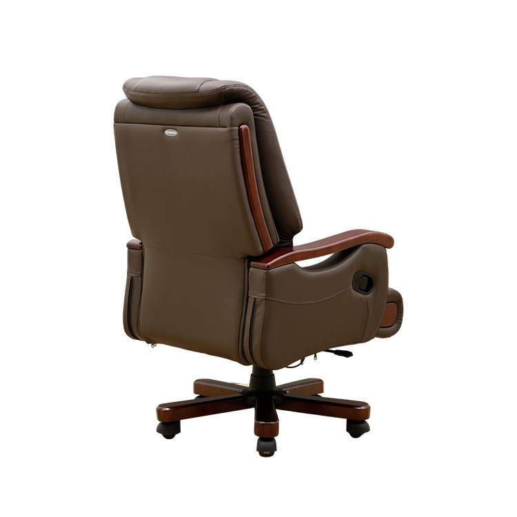 Genuine Real Leather Brown Colour Office Chair Luxury Boss Boos Executive Manager Ergonomic Computer Work Chair Modern