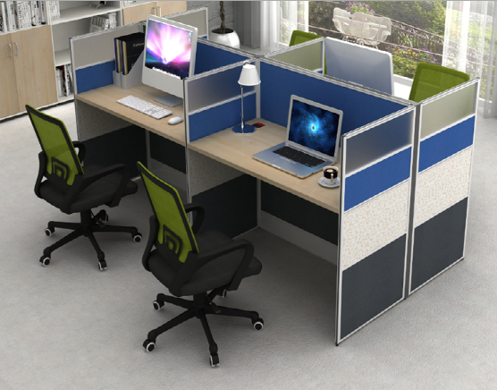 OEM modern office furniture design 4 person modern office cubicles with textured glass for call center cubicles use