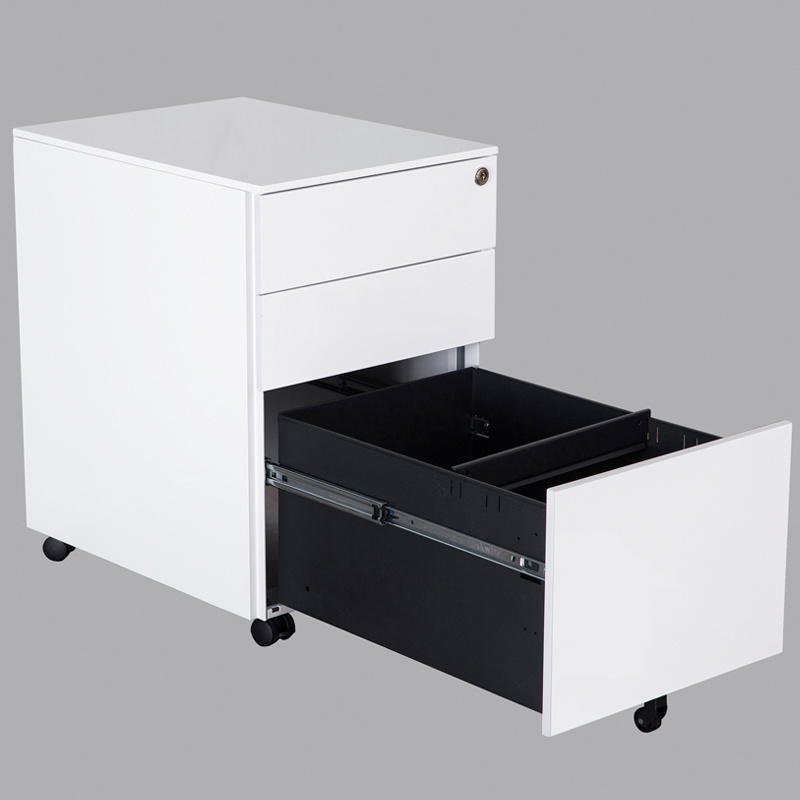 Mobile Office Metal Pedestal 3 Drawer Metal Steel Rolling File Cabinet