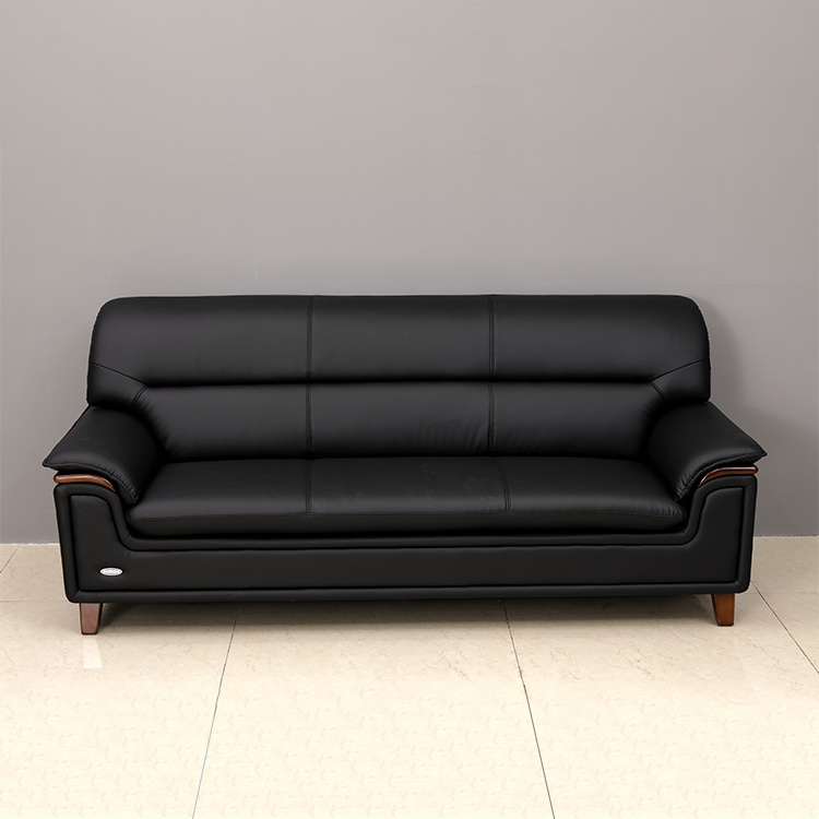 Luxury Leather Sofa Set, Black Couch for Office Reception hotel furniture set office furniture