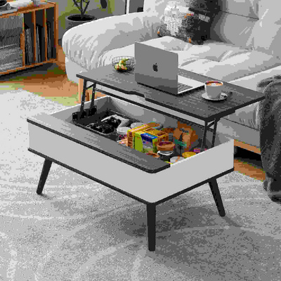 Modern Lift Top Coffee Table with Storage, Small Luxury Furniture for Living Room, Wood Home Center Table