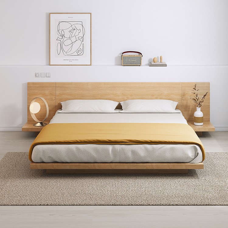 Japanese Bed Frame, Floating Platform Bedroom Furniture Wooden Queen King Size Low Tatami Cama