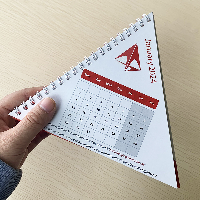 Creative small cute 3D calendar triangle desk calendar ornaments customized printing logo