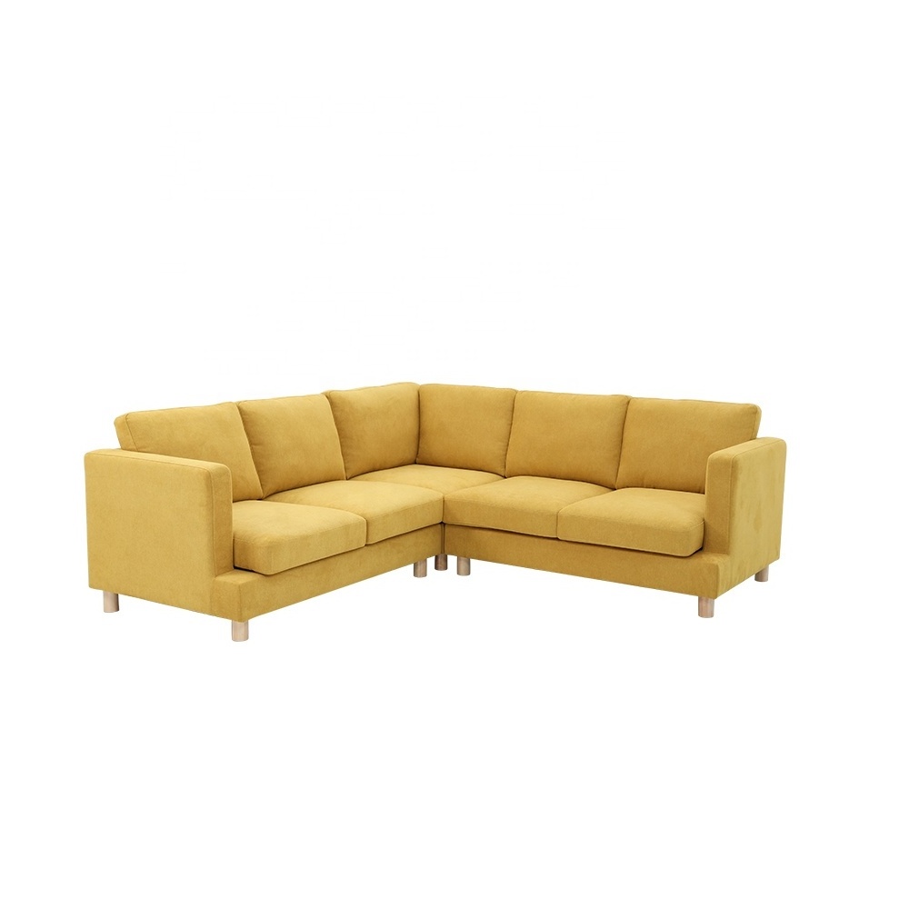 Nordic style simple brilliant yellow fabric corner free combination L-shaped sofa