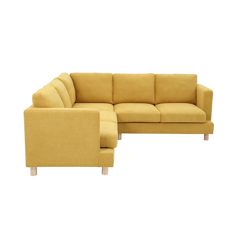 Nordic style simple brilliant yellow fabric corner free combination L-shaped sofa