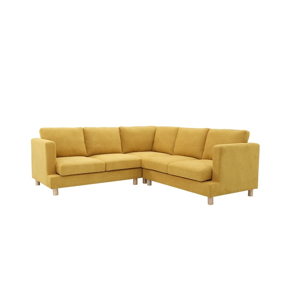 Nordic style simple brilliant yellow fabric corner free combination L-shaped sofa