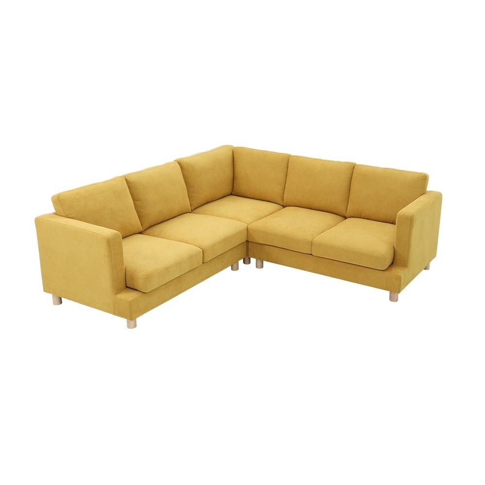 Nordic style simple brilliant yellow fabric corner free combination L-shaped sofa