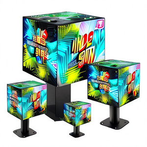 Led Display For Video Clock Advertising Indoor Digital Wall 3D Panel Alarm De Machine Sign  Color Transparent Cube Screen