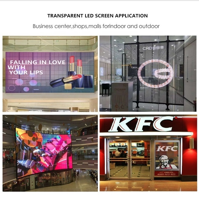 Led Display Film Glass Wall For Advertising Video Flexible Window Panel High Digital Lcd Curtain 3D  Indoor Transparent Screen