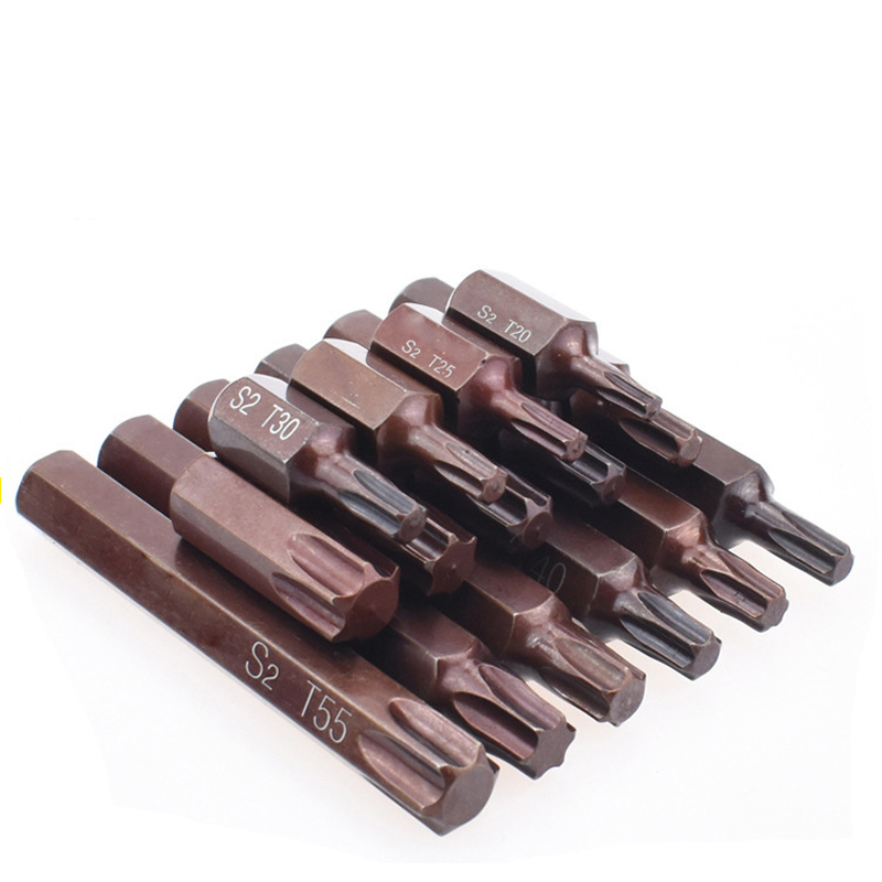 Custom Length 30/75mm Long S2 Torx Screwdriver Bit 10mm Hex Shank for Impact Screw driver T20/T25/T27/T30/T35/T40/T45/T50/T55