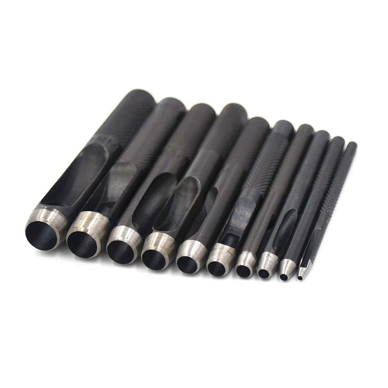 10Pcs Leather Hole Punch 1-10Mm Belt Hole Puncher Cylindrical Leather Gasket Hollow Hole Punch Set Leather Punching Tool, Wood