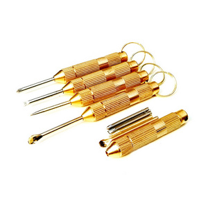 Portable 4-in-1 Multi Tool Set Cross Screwdriver Toothpick Awl Ear Pick Pin Copper Key Chain