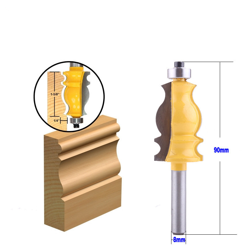 1PC 8mm Shank Architectural Cemented Carbide Molding Router Bit Trimming Wood Milling Cutter for Woodwork Cutter Power Tools