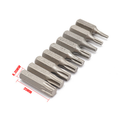 25MM Long 1/4" Hex Shank Torx Screw Driver T8 T10 T15 T20 T25 T27 T30 T35 T40 Screwdriver Bit For Power Tools 1 Inch Long