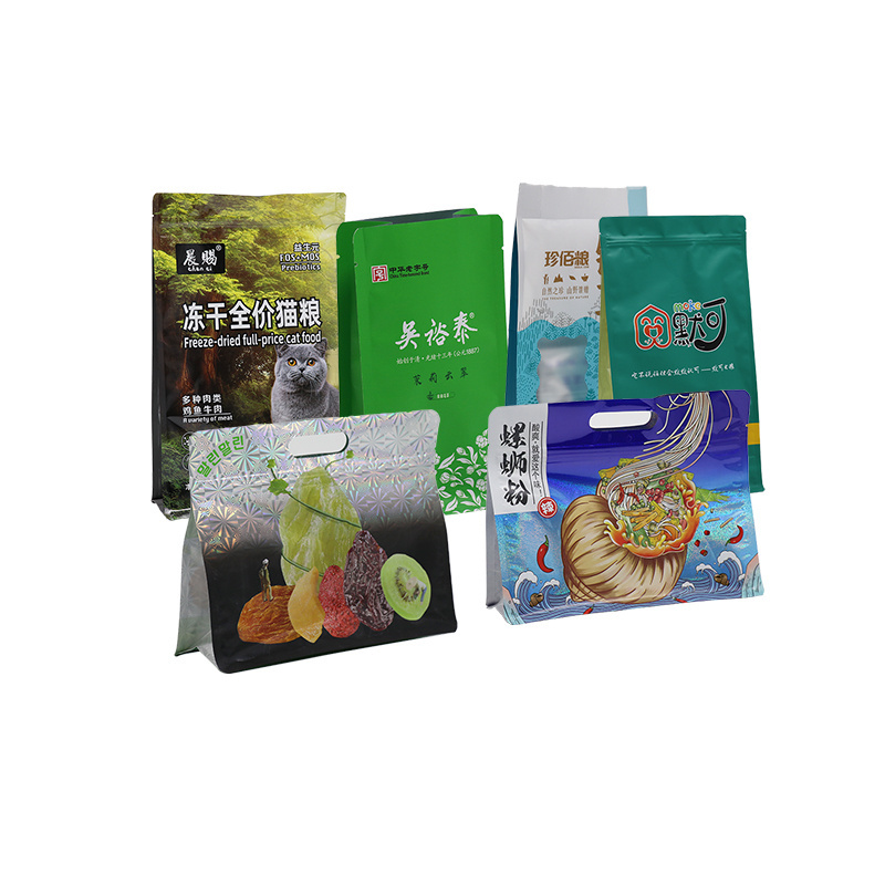 Custom Logo Design 1kg 2kg 5kg 10kg Food Grade Square Bottom Flat Bottom Pouch Window Plastic Rice Food Packaging Plastic Bags