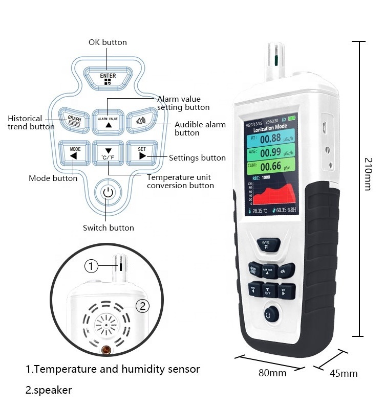 DEYI Portable digital Dosimeter radiation detector personal  high sensitivity geiger counter nuclear ionizing radiation detector