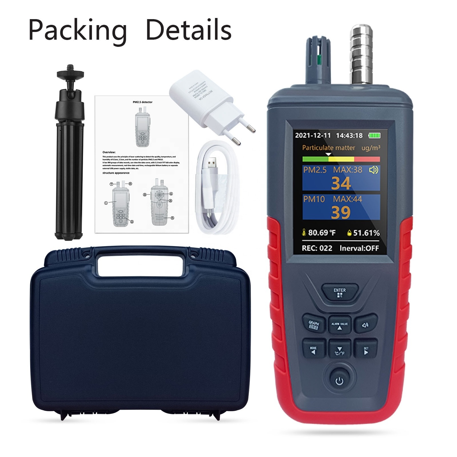 Dust Particle Counter PM2.5 PM10  six channels  Air Pollution Detector  PM 2.5 Meter continous clean room particle measuring